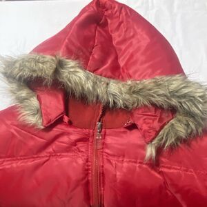 Apollo Red Puffer Jacket Womens 3X Faux Fur Removable Hood Y2K Hip Hop Steetwear